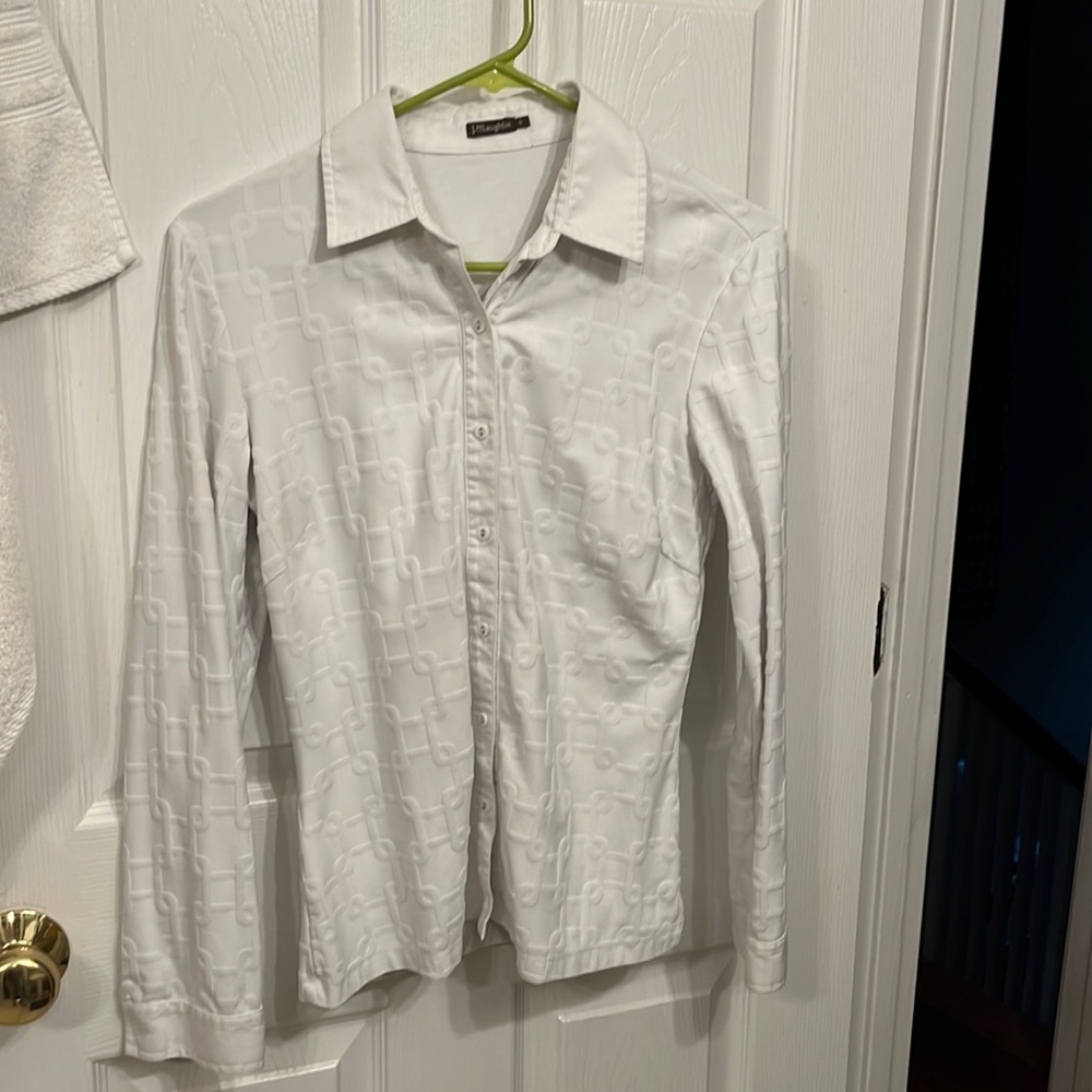 J. McLaughlin blouse with intarsia design